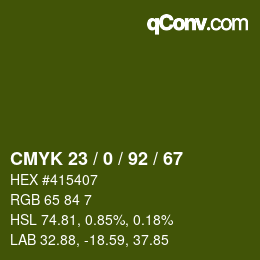 颜色代码: CMYK 23 / 0 / 92 / 67 | qconv.com