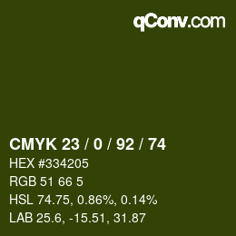 颜色代码: CMYK 23 / 0 / 92 / 74 | qconv.com
