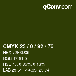颜色代码: CMYK 23 / 0 / 92 / 76 | qconv.com