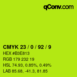 カラーコード: CMYK 23 / 0 / 92 / 9 | qconv.com
