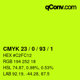 カラーコード: CMYK 23 / 0 / 93 / 1 | qconv.com