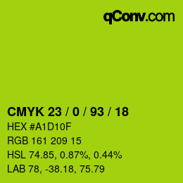 カラーコード: CMYK 23 / 0 / 93 / 18 | qconv.com