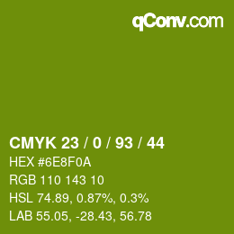 カラーコード: CMYK 23 / 0 / 93 / 44 | qconv.com