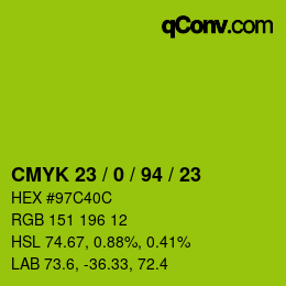 Color code: CMYK 23 / 0 / 94 / 23 | qconv.com