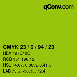 Color code: CMYK 23 / 0 / 94 / 23 | qconv.com