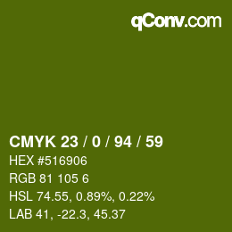 Color code: CMYK 23 / 0 / 94 / 59 | qconv.com