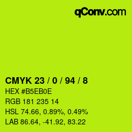 カラーコード: CMYK 23 / 0 / 94 / 8 | qconv.com