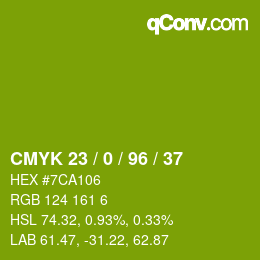 カラーコード: CMYK 23 / 0 / 96 / 37 | qconv.com