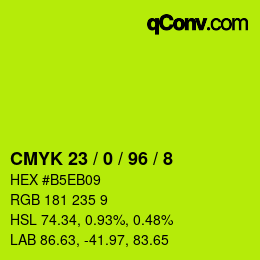 Color code: CMYK 23 / 0 / 96 / 8 | qconv.com