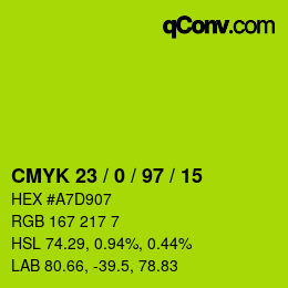 颜色代码: CMYK 23 / 0 / 97 / 15 | qconv.com