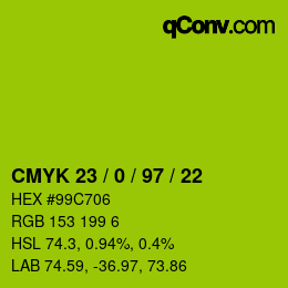 Color code: CMYK 23 / 0 / 97 / 22 | qconv.com