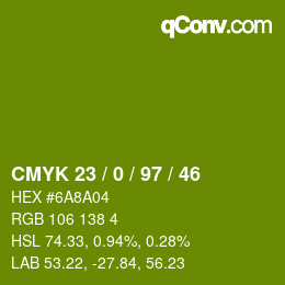 カラーコード: CMYK 23 / 0 / 97 / 46 | qconv.com