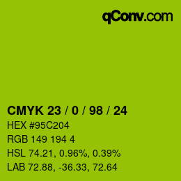 颜色代码: CMYK 23 / 0 / 98 / 24 | qconv.com