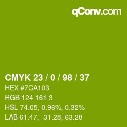 カラーコード: CMYK 23 / 0 / 98 / 37 | qconv.com