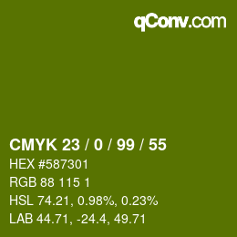 颜色代码: CMYK 23 / 0 / 99 / 55 | qconv.com