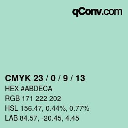Color code: CMYK 23 / 0 / 9 / 13 | qconv.com