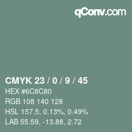 颜色代码: CMYK 23 / 0 / 9 / 45 | qconv.com