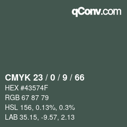 カラーコード: CMYK 23 / 0 / 9 / 66 | qconv.com