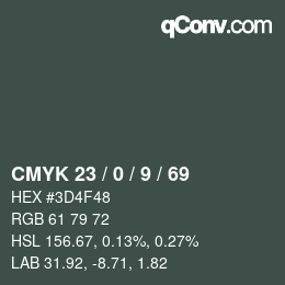 Color code: CMYK 23 / 0 / 9 / 69 | qconv.com