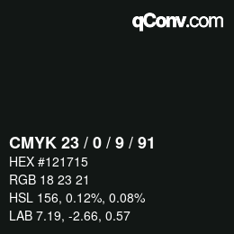 Color code: CMYK 23 / 0 / 9 / 91 | qconv.com