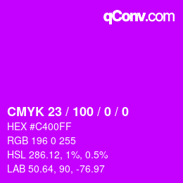 Color code: CMYK 23 / 100 / 0 / 0 | qconv.com