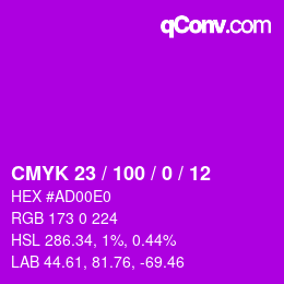 颜色代码: CMYK 23 / 100 / 0 / 12 | qconv.com