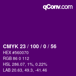 Color code: CMYK 23 / 100 / 0 / 56 | qconv.com