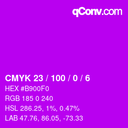 カラーコード: CMYK 23 / 100 / 0 / 6 | qconv.com