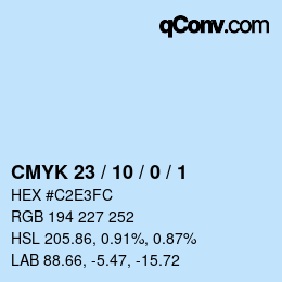 カラーコード: CMYK 23 / 10 / 0 / 1 | qconv.com