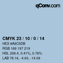 カラーコード: CMYK 23 / 10 / 0 / 14 | qconv.com