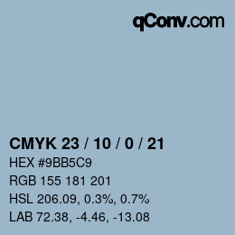 カラーコード: CMYK 23 / 10 / 0 / 21 | qconv.com