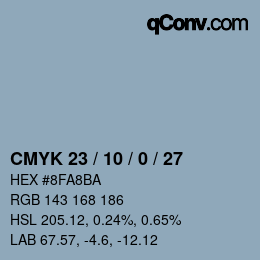 カラーコード: CMYK 23 / 10 / 0 / 27 | qconv.com