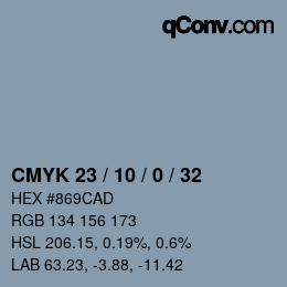 カラーコード: CMYK 23 / 10 / 0 / 32 | qconv.com