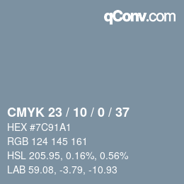 カラーコード: CMYK 23 / 10 / 0 / 37 | qconv.com