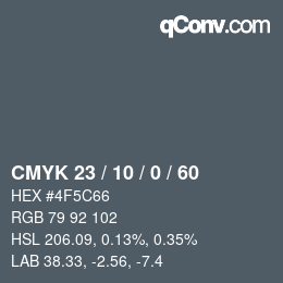 颜色代码: CMYK 23 / 10 / 0 / 60 | qconv.com