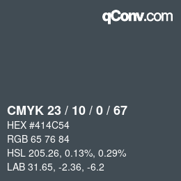 カラーコード: CMYK 23 / 10 / 0 / 67 | qconv.com