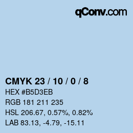 颜色代码: CMYK 23 / 10 / 0 / 8 | qconv.com
