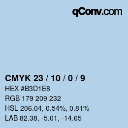 颜色代码: CMYK 23 / 10 / 0 / 9 | qconv.com