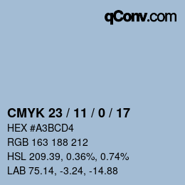 Color code: CMYK 23 / 11 / 0 / 17 | qconv.com