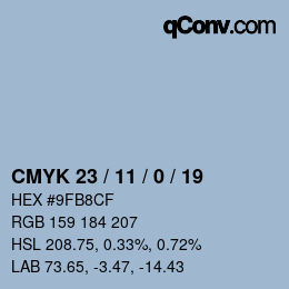 カラーコード: CMYK 23 / 11 / 0 / 19 | qconv.com