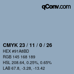 Color code: CMYK 23 / 11 / 0 / 26 | qconv.com