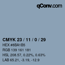 カラーコード: CMYK 23 / 11 / 0 / 29 | qconv.com