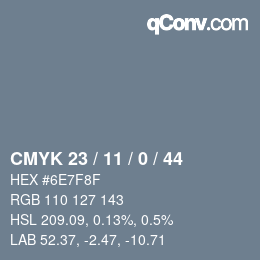カラーコード: CMYK 23 / 11 / 0 / 44 | qconv.com
