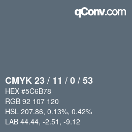 Color code: CMYK 23 / 11 / 0 / 53 | qconv.com