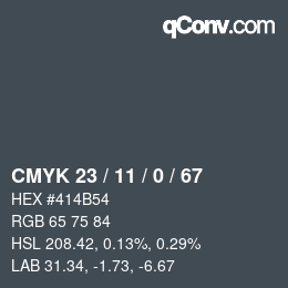 Color code: CMYK 23 / 11 / 0 / 67 | qconv.com