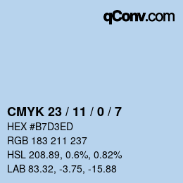 カラーコード: CMYK 23 / 11 / 0 / 7 | qconv.com