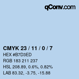 カラーコード: CMYK 23 / 11 / 0 / 7 | qconv.com