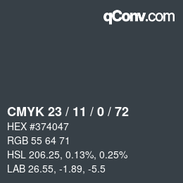 Color code: CMYK 23 / 11 / 0 / 72 | qconv.com