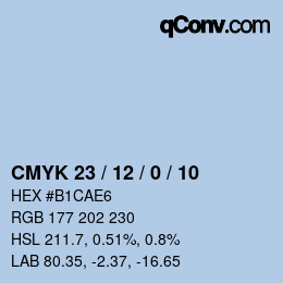 カラーコード: CMYK 23 / 12 / 0 / 10 | qconv.com
