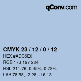 カラーコード: CMYK 23 / 12 / 0 / 12 | qconv.com